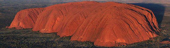 An aerial view of Uluru (Ayres Rock) in Australia.