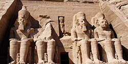 Four giant statues of Ramses II at Abu Simbel, Egypt