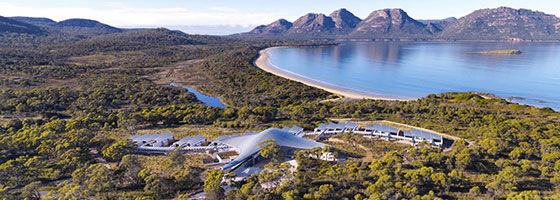 Saffire Freycinet, a luxury resort on the East Coast of Tasmania.