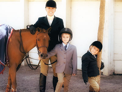 Katrina, Emerson, and Alistair with Horse